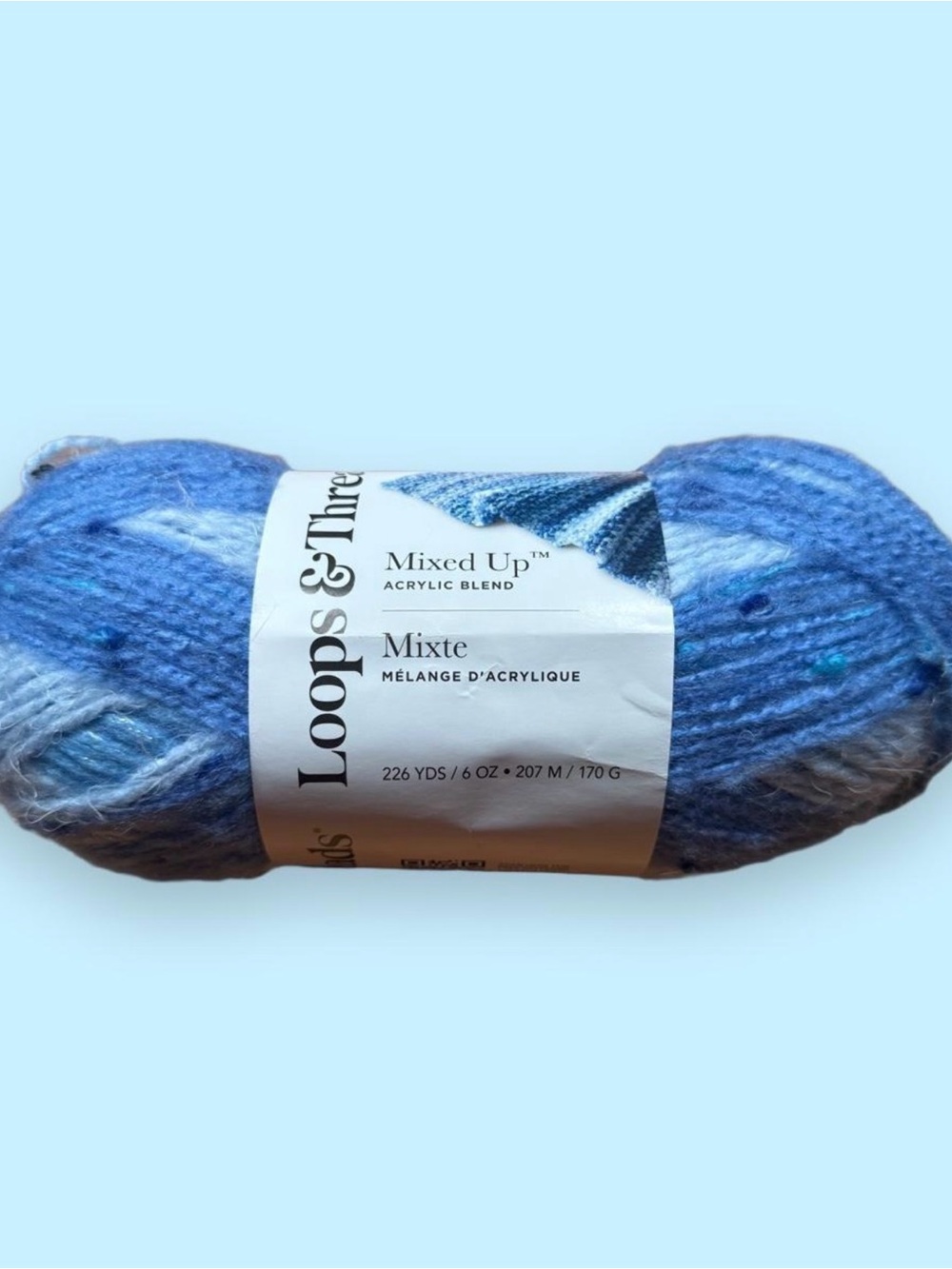Loops & Threads blue acrylic blend yarn. Heritage Blue.